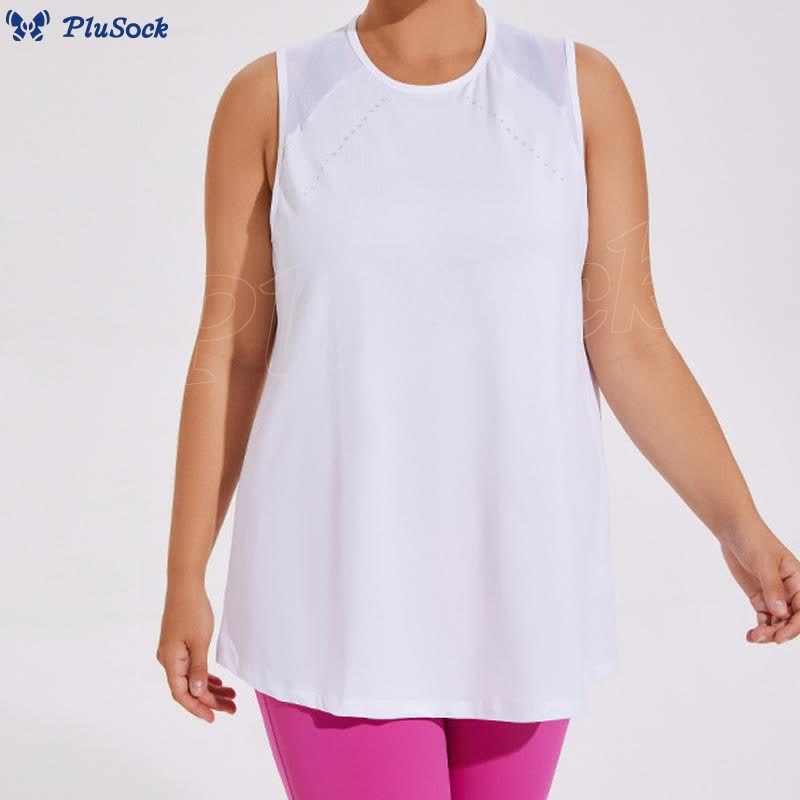 Plus Size Loose Mesh Stitching Sports Top