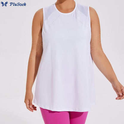 Plus Size Loose Mesh Stitching Sports Top