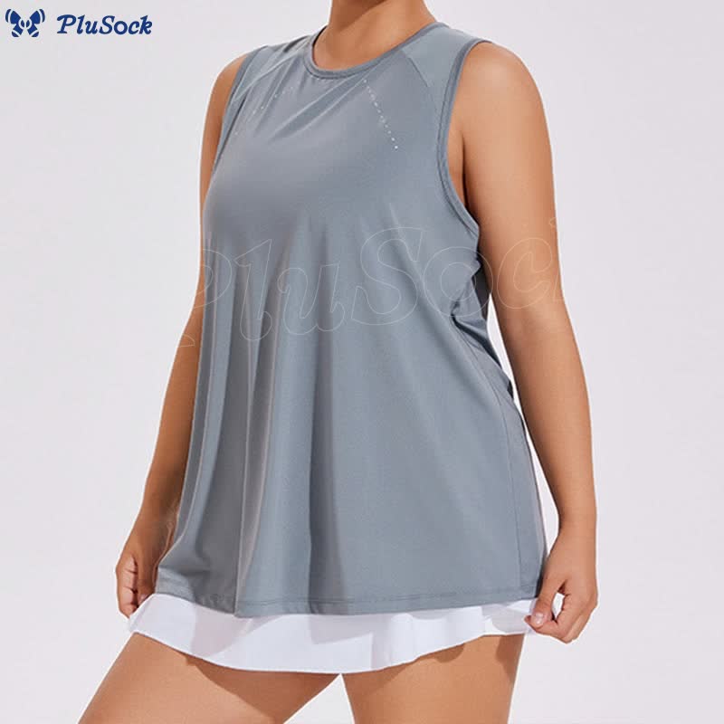 Plus Size Loose Mesh Stitching Sports Top