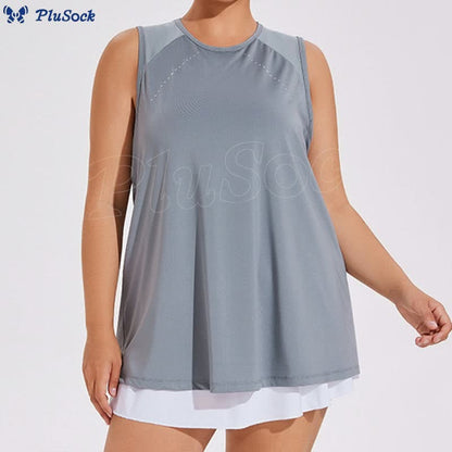 Plus Size Loose Mesh Stitching Sports Top