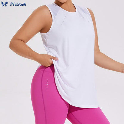 Plus Size Loose Mesh Stitching Sports Top