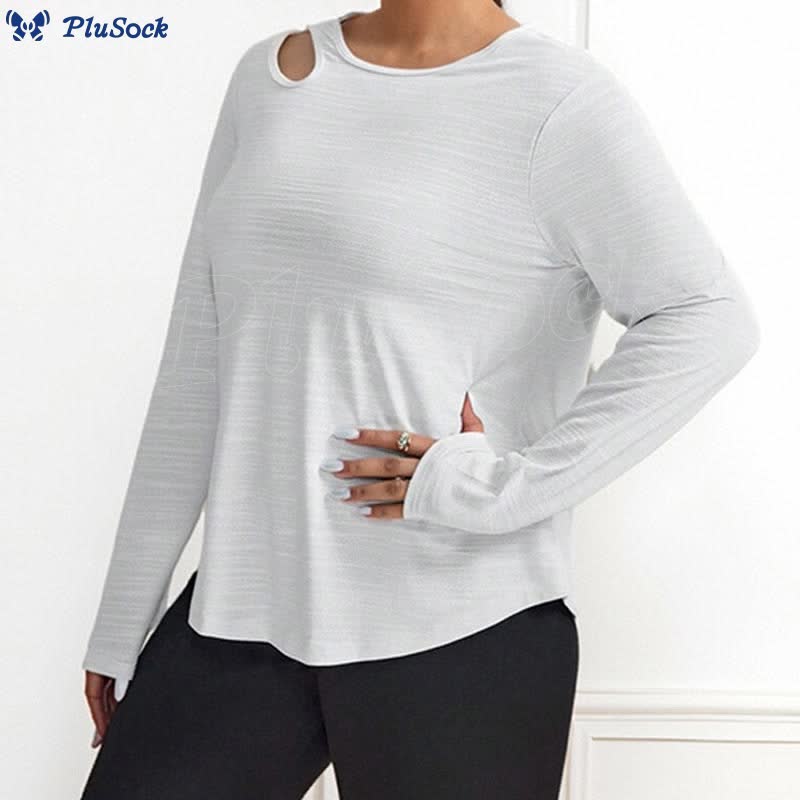 Plus Size Loose Long Sleeve Sports Shirt