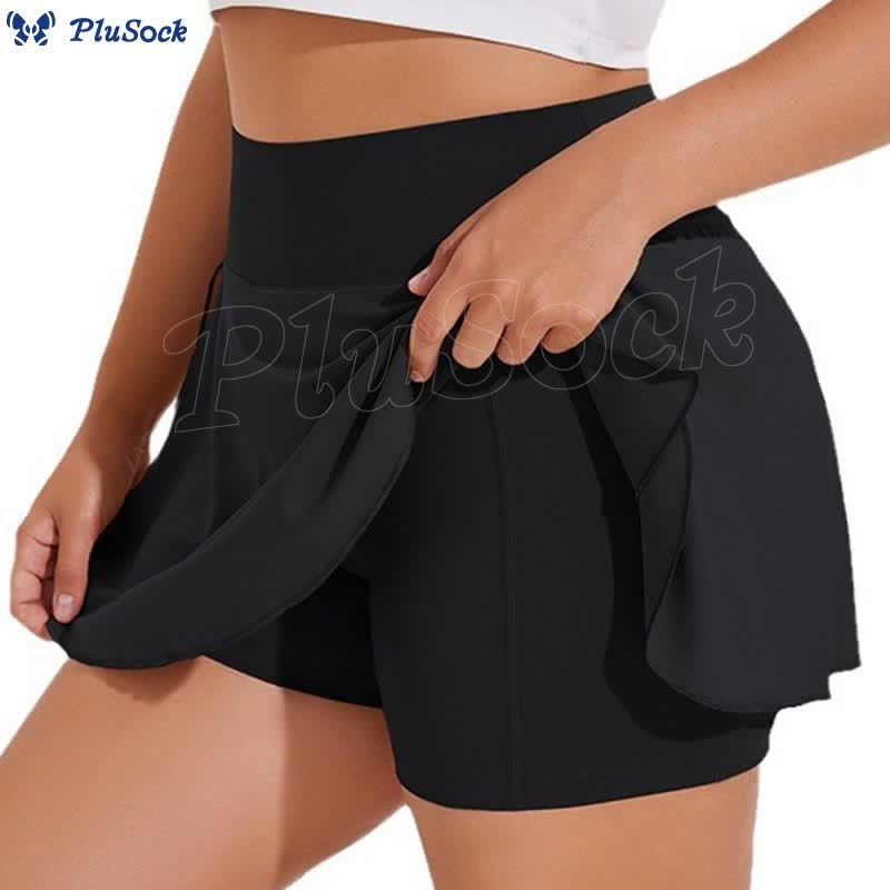 Plus Size Pleated Sports Fitness Tennis Skirt