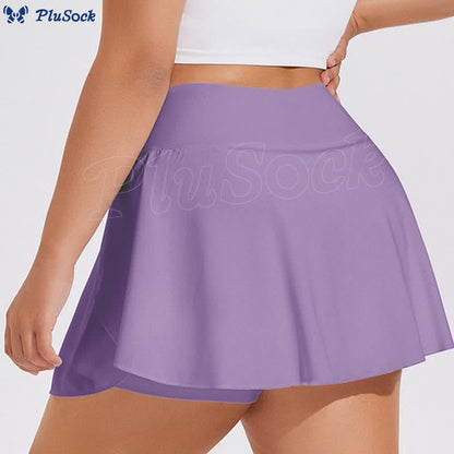 Plus Size Pleated Sports Fitness Tennis Skirt