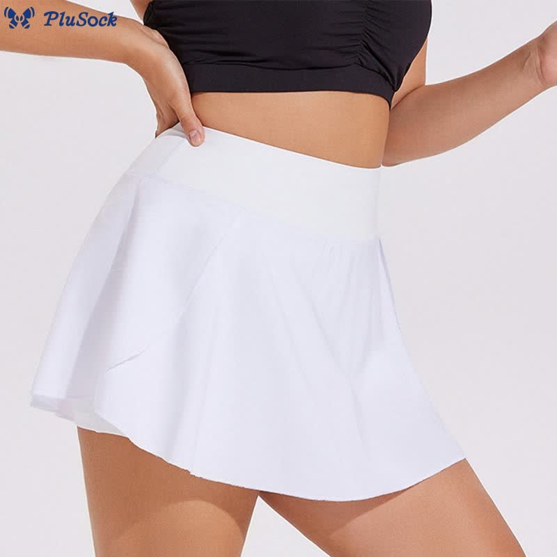 Plus Size Pleated Sports Fitness Tennis Skirt