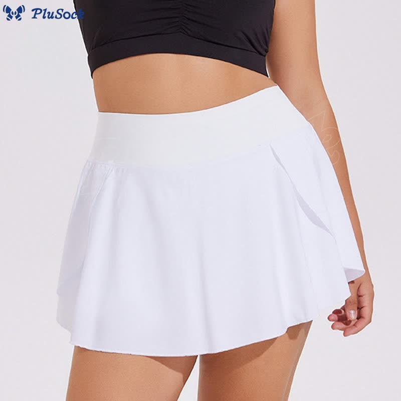 Plus Size Pleated Sports Fitness Tennis Skirt