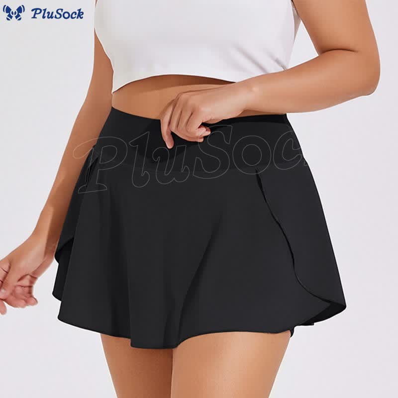 Plus Size Pleated Sports Fitness Tennis Skirt