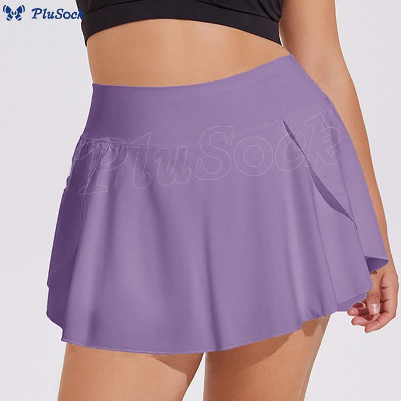 Plus Size Pleated Sports Fitness Tennis Skirt