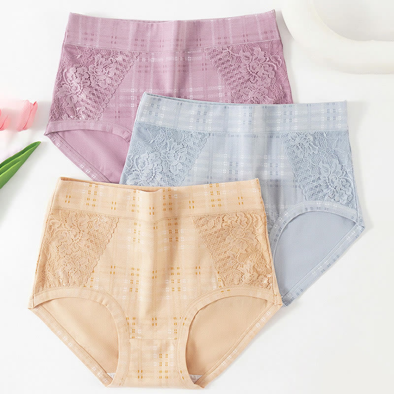 Plus Size High Waist Cotton Panty(3 Packs)