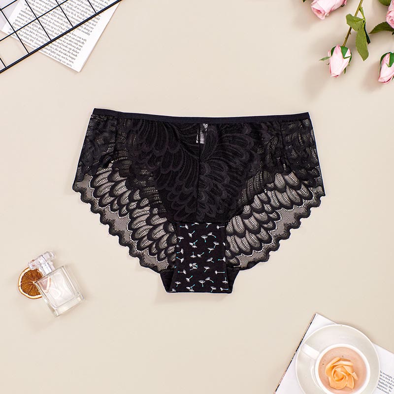 Plus Size Soft Lace Trim Panty(4 Packs)