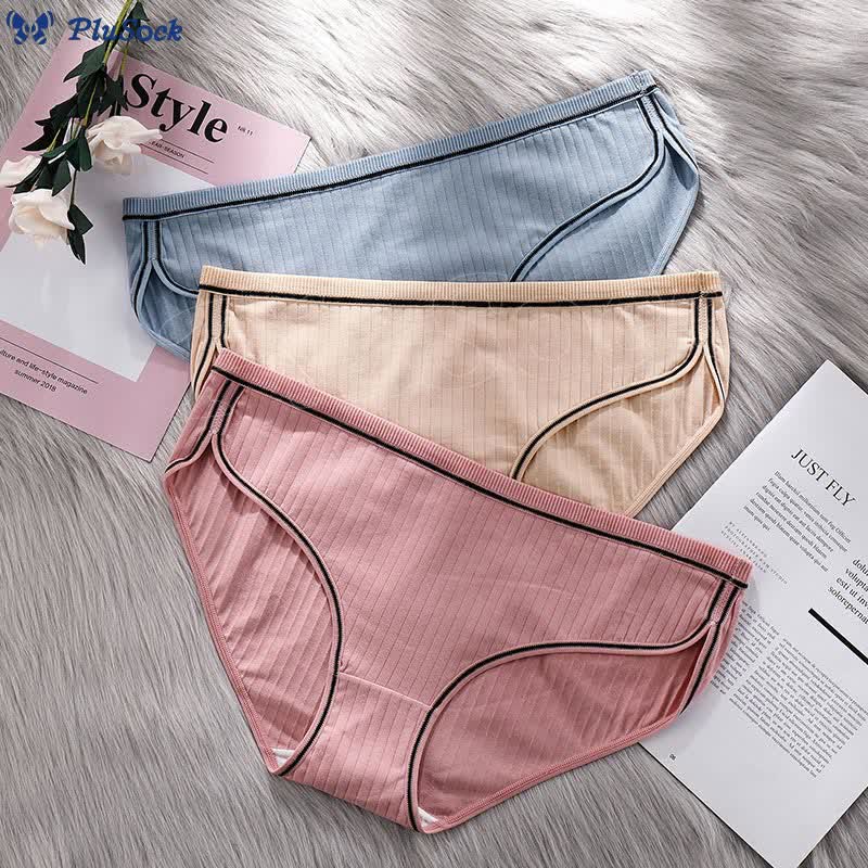 Plus Size Cotton Mid Rise Panty(3 Packs)