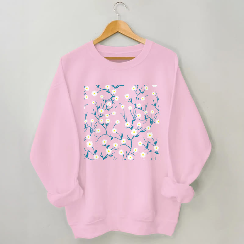 Plus Size White Daisy Sweatshirt