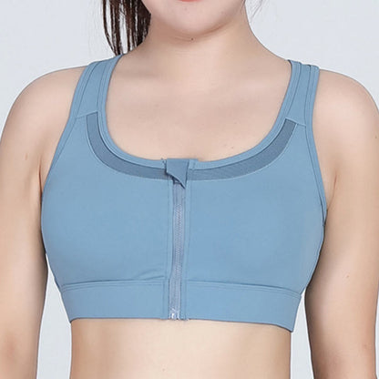 Plus Size Zipper Front Closure Sports Wireless Bra