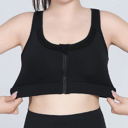 Plus Size Zipper Front Closure Sports Wireless Bra