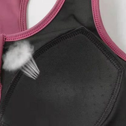 Plus Size Zipper Front Closure Sports Wireless Bra