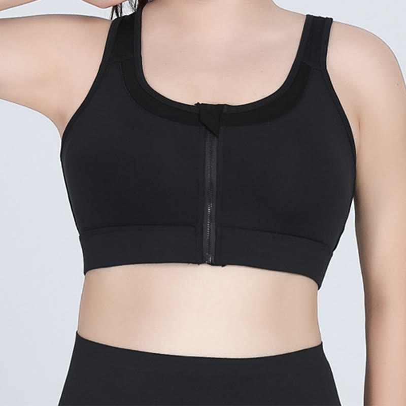 Plus Size Zipper Front Closure Sports Wireless Bra