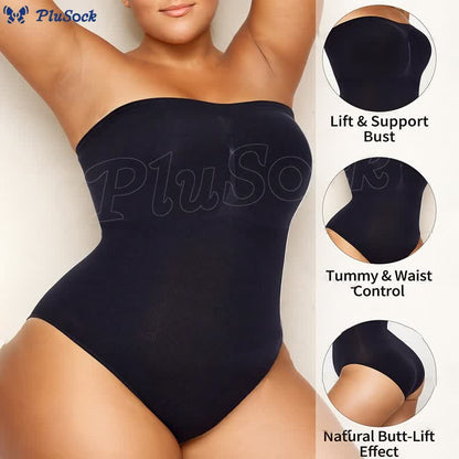 Plus Size Seamless Strapless Shapewear Bodysuit