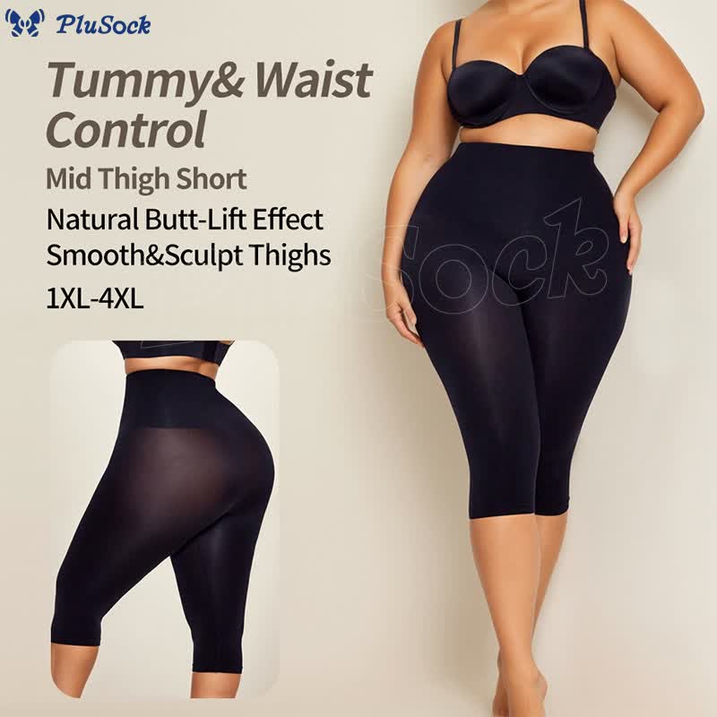 Plus Size High Waist Seamless Body Shaper Capri