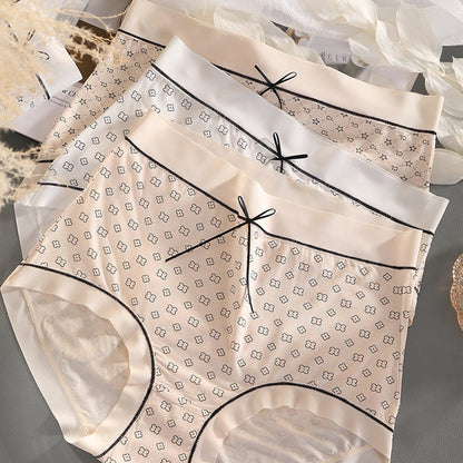 Plus Size High-waisted Printed Bow Decoration Panty(2 Packs)