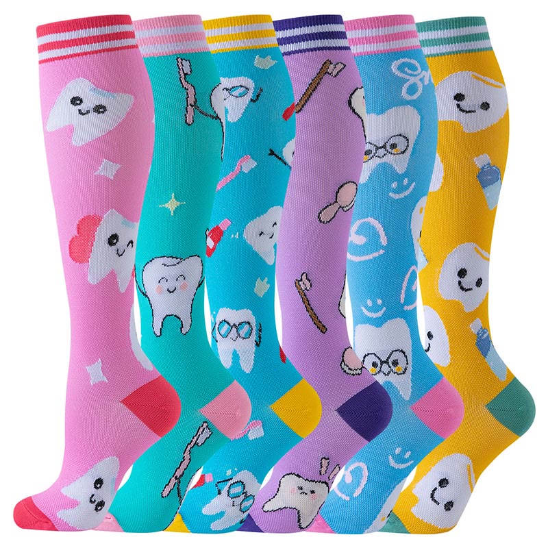 Cartoon Teeth Compression Socks(6 Pairs)