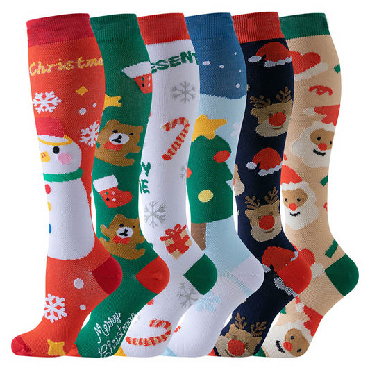 Snowman Bear Compression Socks(6 Pairs)