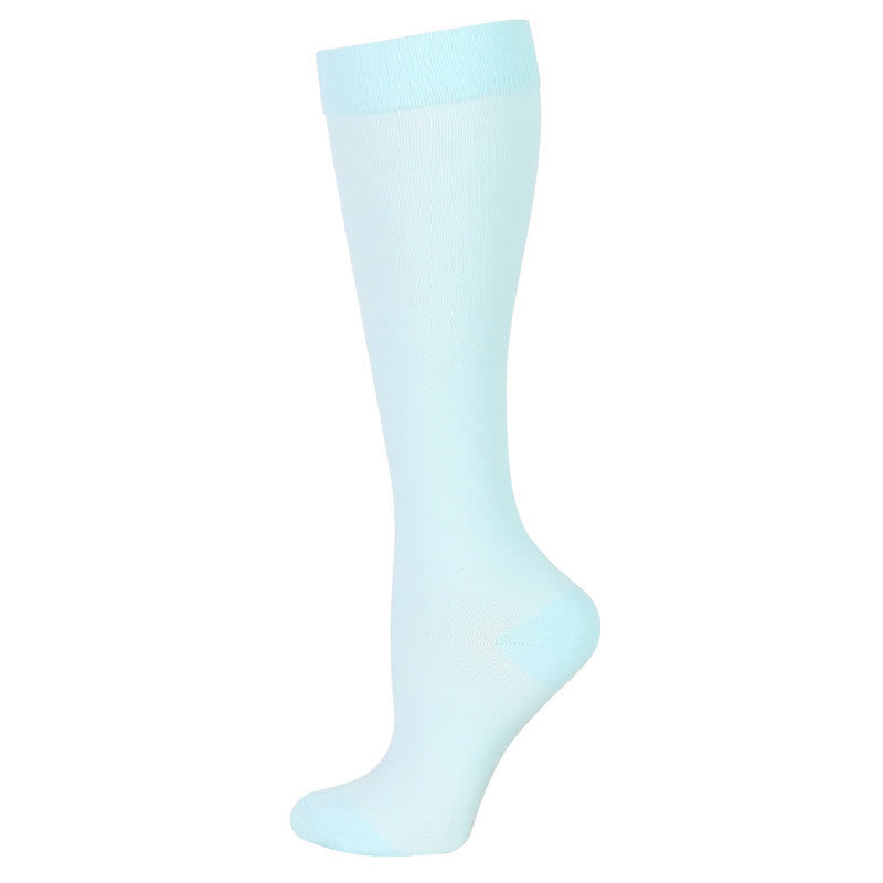 Blue Green Flower Compression Socks(6 Pairs)