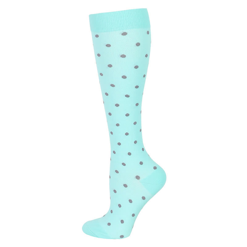 Blue Green Flower Compression Socks(6 Pairs)