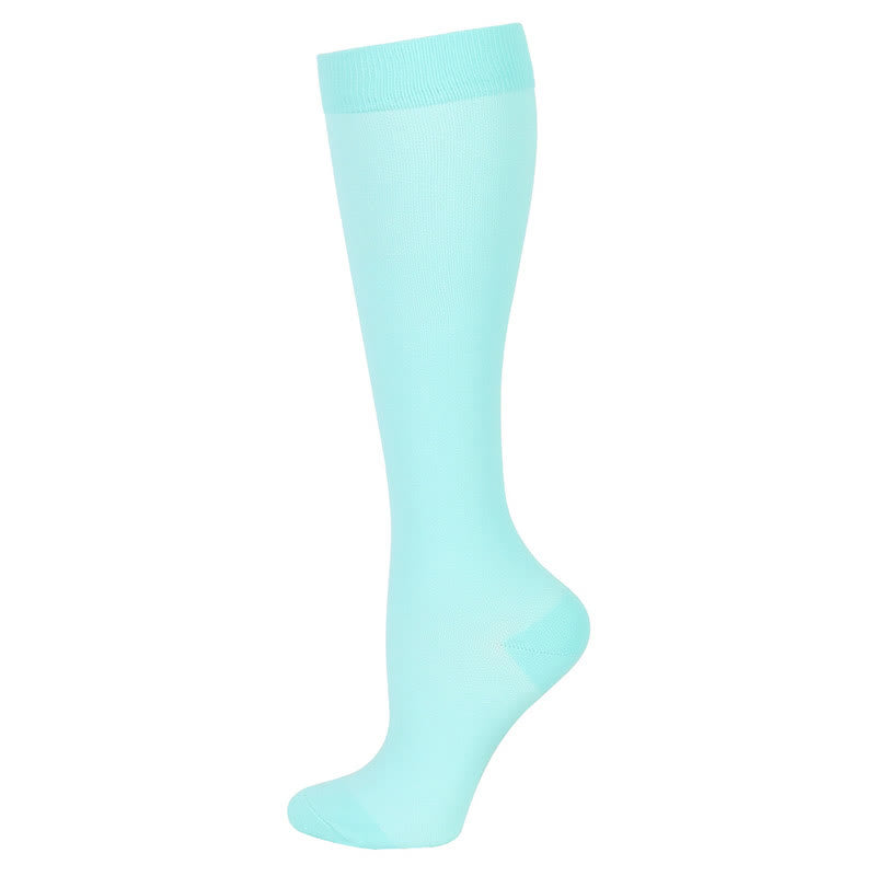 Blue Green Flower Compression Socks(6 Pairs)