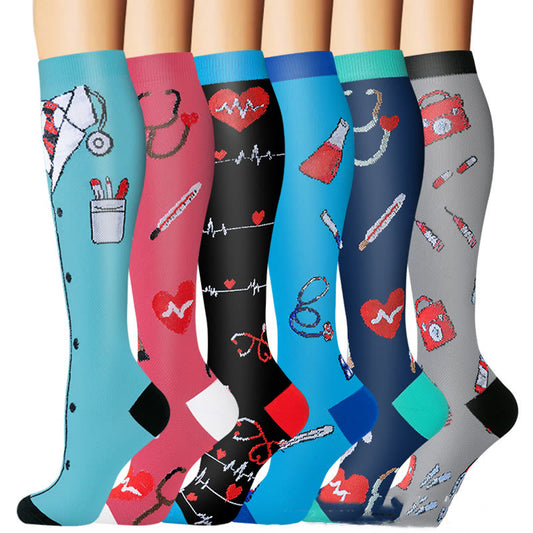 Red Medical Equipment Compression Socks(6 Pairs)