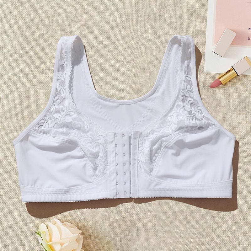 Plus Size Ultra-thin Front Closure Seamless Lace Wireless Bra