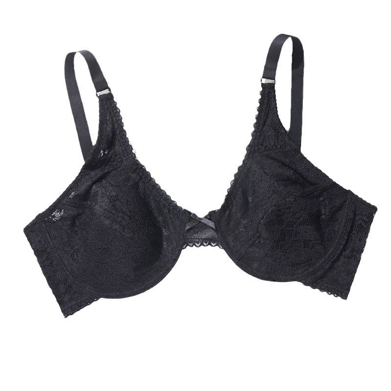 Plus Size Lace Bow Full Coverage Underwire Bra