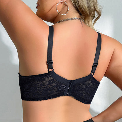 Plus Size Lace Bow Full Coverage Underwire Bra