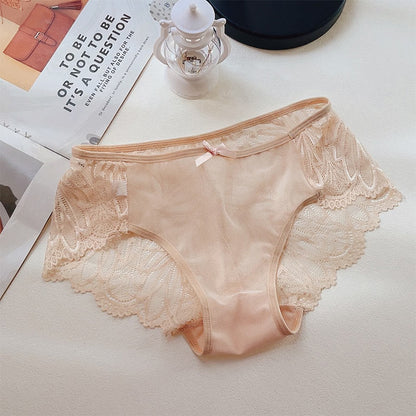 Plus Size Sexy Lace Transparent Mesh Panty(3 Packs)