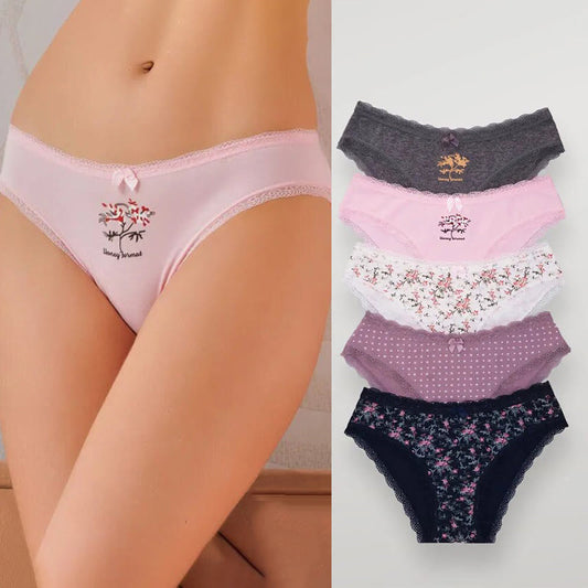 Low-rise Printed Bow Soft Cotton Panty(5 Packs)