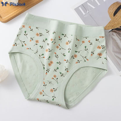 Plus Size High Waist Cotton Floral Panty(2 Packs)