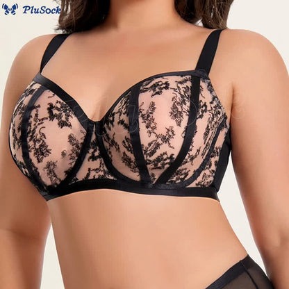 Plus Size Push Up Mesh Lace Underwire Bra