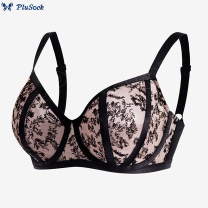 Plus Size Push Up Mesh Lace Underwire Bra