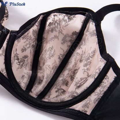 Plus Size Push Up Mesh Lace Underwire Bra