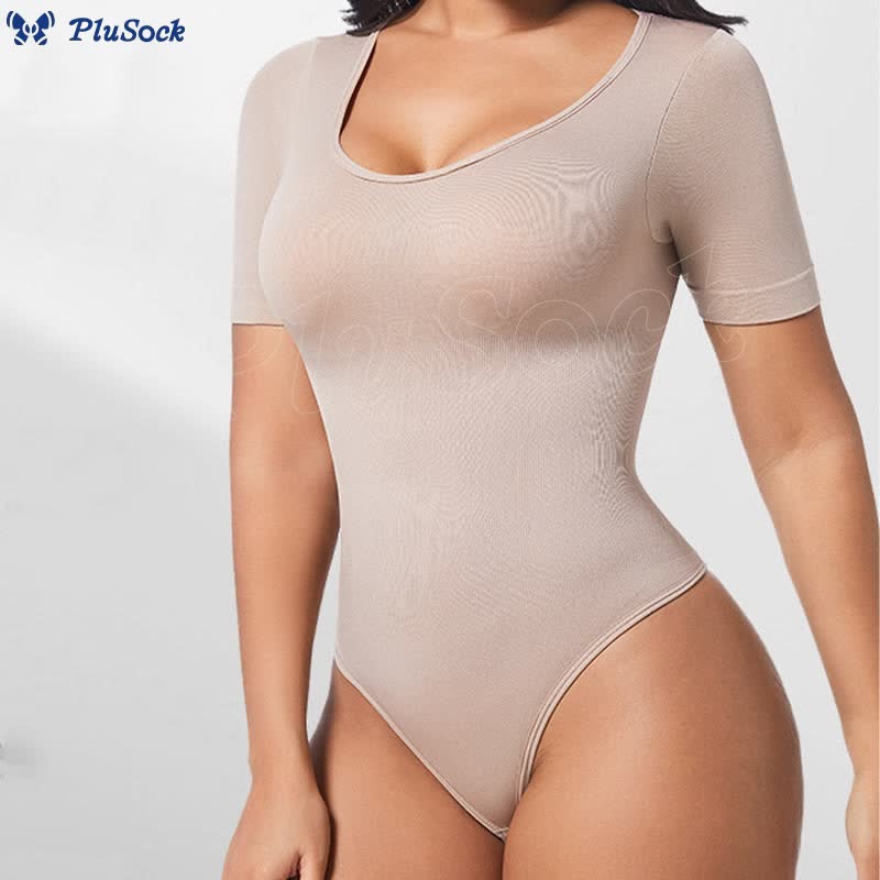 Seamless Short Sleeve Thong Bodysuit