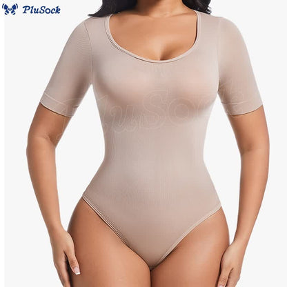 Seamless Short Sleeve Thong Bodysuit