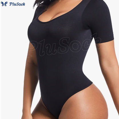 Seamless Short Sleeve Thong Bodysuit