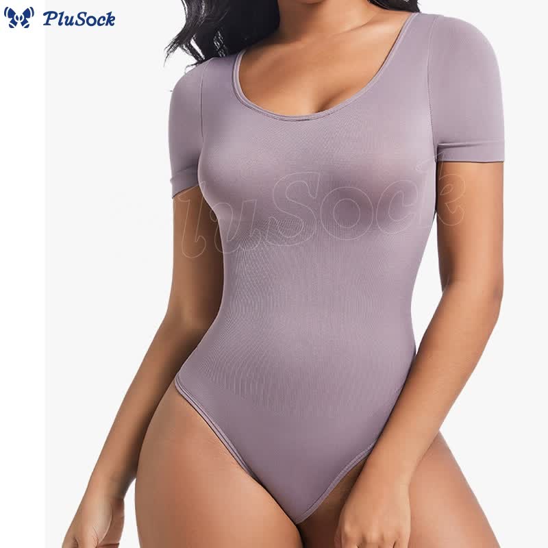 Seamless Short Sleeve Thong Bodysuit