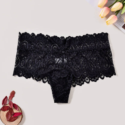 Plus Size Sexy Lace Cotton Crotch Thong(3 Packs)