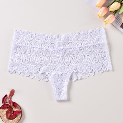 Plus Size Sexy Lace Cotton Crotch Thong(3 Packs)