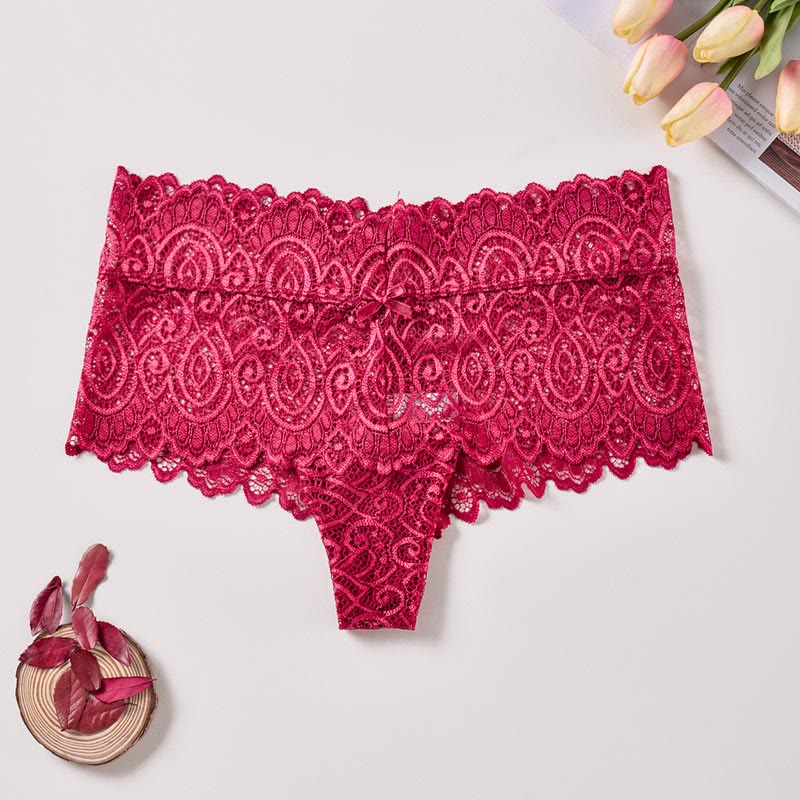 Plus Size Sexy Lace Cotton Crotch Thong(3 Packs)