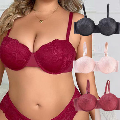 Plus Size Sexy Lace Push Up Underwire Bra