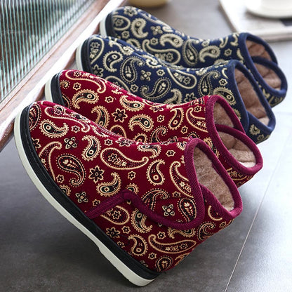 Plus Size Gold Embroidery Slippers