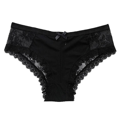 Plus Size Sexy Mid-rise Solid Color Lace Panty(2 Packs)