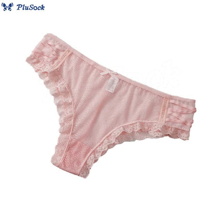 Plus Size Sexy Pink Lace Cross Strap Panty(2 Packs)