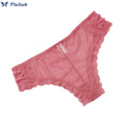 Plus Size Sexy Pink Lace Cross Strap Panty(2 Packs)